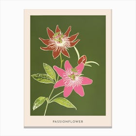 Pink & Green Passionflower 2 Flower Poster Canvas Print