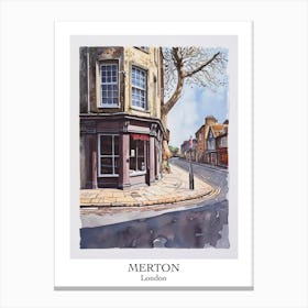 Merton London Borough   Street Watercolour 4 Poster Canvas Print