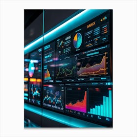 A Digitally Illustrated Dashboard Interface For Advanced Ai Business Management Dashboards Show Met (1) Canvas Print