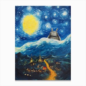 Starry Night Van Gogh Totoro Canvas Print