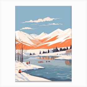 Retro Winter Illustration Lake District United Kingdom 1 Canvas Print