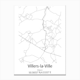 Villers La Ville,Belgium Minimalist Map Canvas Print