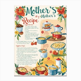 Mother'S Recipe Kitchen Illustration  Canvas Print