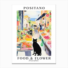 Food Market With Cats In Positano 3 Poster Canvas Print