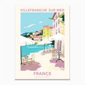 Villefranche Sur Mer, France, Flat Pastels Tones Illustration 1 Poster Canvas Print