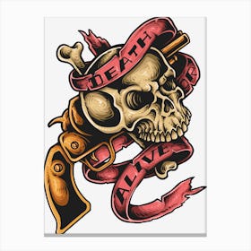 Skull And Gun Canvas Print