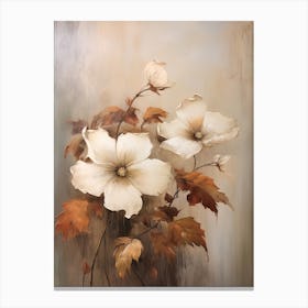 Hibiscus, Autumn Fall Flowers Sitting In A White Vase, Farmhouse Style 4 Canvas Print