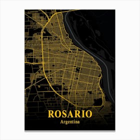 Rosario Gold City Map 1 Canvas Print