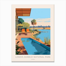 Lower Zambezi, Zambia 2 Midcentury Modern Pool Poster Canvas Print