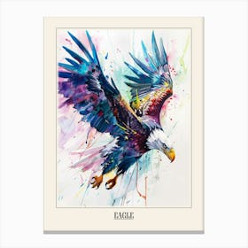 Eagle Colourful Watercolour 3 Poster Canvas Print