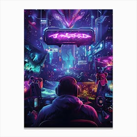 Neon Gaming City 1 Canvas Print