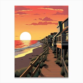 Outer Banks North Carolina, Usa, Flat Illustration 4 Canvas Print