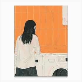 Girl In A Laundry Room Canvas Print