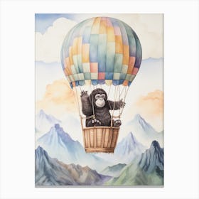 Baby Gorilla 5 In A Hot Air Balloon Canvas Print