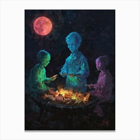 Aliens At The Campfire Canvas Print