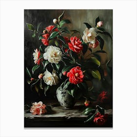 Baroque Floral Still Life Camellia 1 Canvas Print