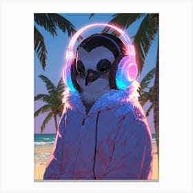 Penguin With Headphones 1 Canvas Print