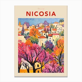 Nicosia Cyprus Fauvist Travel Poster Canvas Print