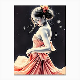 Girl In A Dress at Night Canvas Print