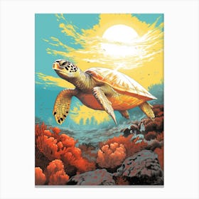 Sea Turtle In The Ocean Blue Aqua 3 Canvas Print