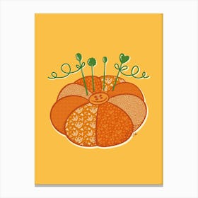 Patchwork Pumpkin Pincushion Canvas Print