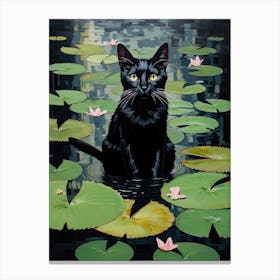 Cat In Pond Canvas Print