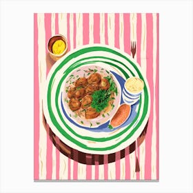 A Plate Of Greek Salad, Top View Food Illustration 3 Canvas Print