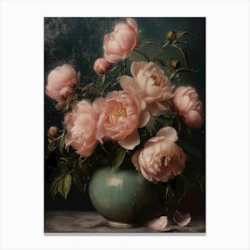 Peonies In A Vase Canvas Print