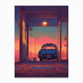 Sunset In A Garage Canvas Print
