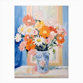 A Vase With Daisy, Flower Bouquet 1 Canvas Print