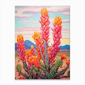 Cactus In The Desert Painting Cylindropuntia Kleiniae Canvas Print