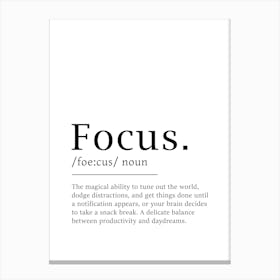 Focus Definition Poster - Dictionary Canvas Print