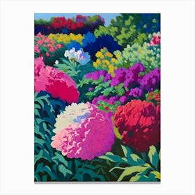 Mixed Perennial Beds Of Peonies Colourful 1 Painting Canvas Print