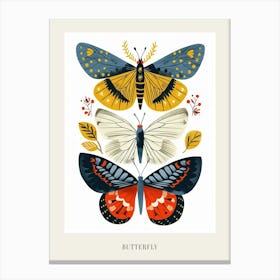 Colourful Insect Illustration Butterfly 8 Poster Canvas Print