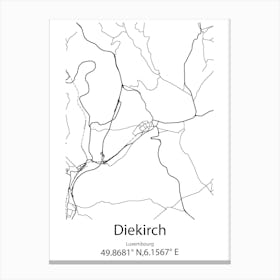 Diekirch,Luxembourg Minimalist Map Canvas Print