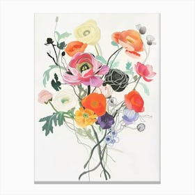 Ranunculus 2 Collage Flower Bouquet Canvas Print