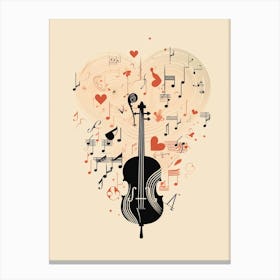 Musical Linework Heart Canvas Print