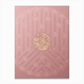 Geometric Gold Glyph on Circle Array in Pink Embossed Paper n.0073 Canvas Print