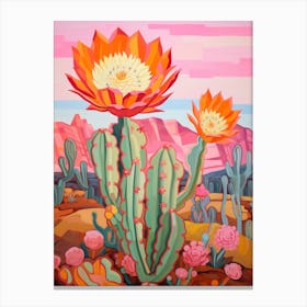Cactus In The Desert Painting Acanthocalycium 1 Canvas Print
