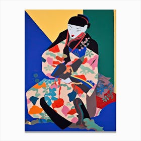 Samurai In Fauvist Matisse Japanese Style  2 Canvas Print