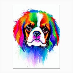 English Toy Spaniel Rainbow Oil Painting dog Canvas Print