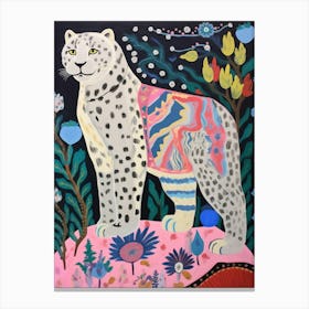 Maximalist Animal Painting Snow Leopard 3 Canvas Print