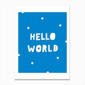 Hello World Blue Super Scandi Kids Canvas Print