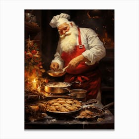 Santa Claus Cooking Canvas Print