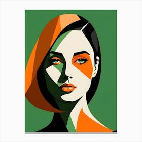 Geometric Woman Portrait Pop Art (87) Canvas Print