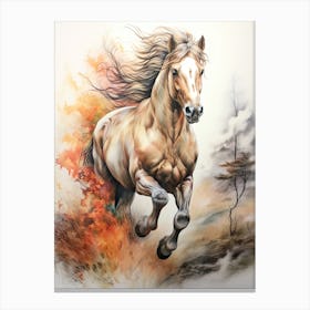 A Horse Painting In The Style Of Blending 4 Canvas Print