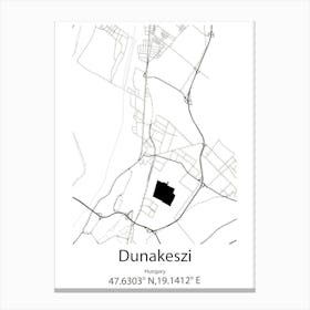 Dunakeszi,Hungary Minimalist Map Canvas Print