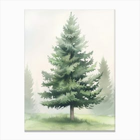 Fir Tree Atmospheric Watercolour Painting 1 Canvas Print