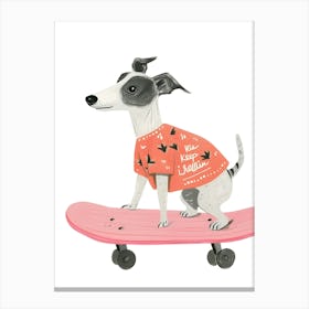 Dog On Skateboard Kids and Nursery Canvas Print