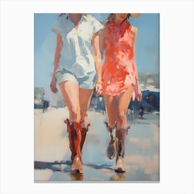 Two Women In Cowboy Boots 2 Canvas Print